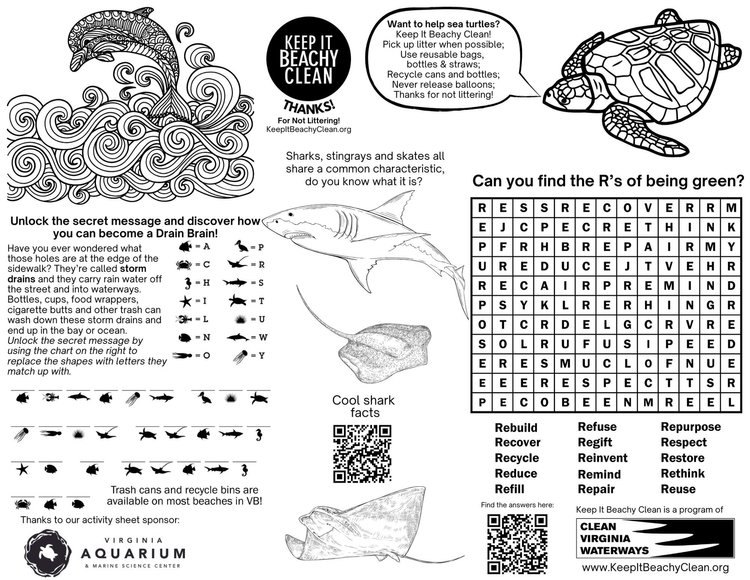 Download Our Keep It Beachy Clean Activity Sheet for Restaurants and Schools