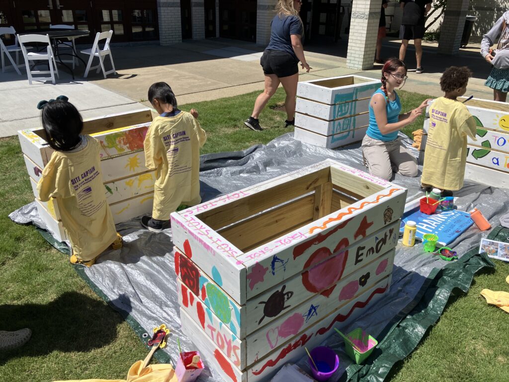 Painting Beach Toy Recycling Boxes at MOCA